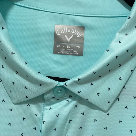 NWT Callaway Men’s XL Short Sleeve Golf Polo Aqua Blue Collar Performance - Picture 5 of 9